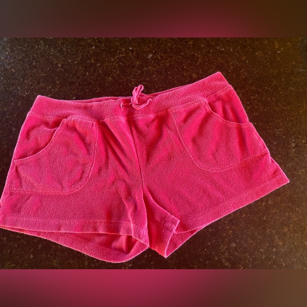 Hot pink towel Terry cloth lounge shorts